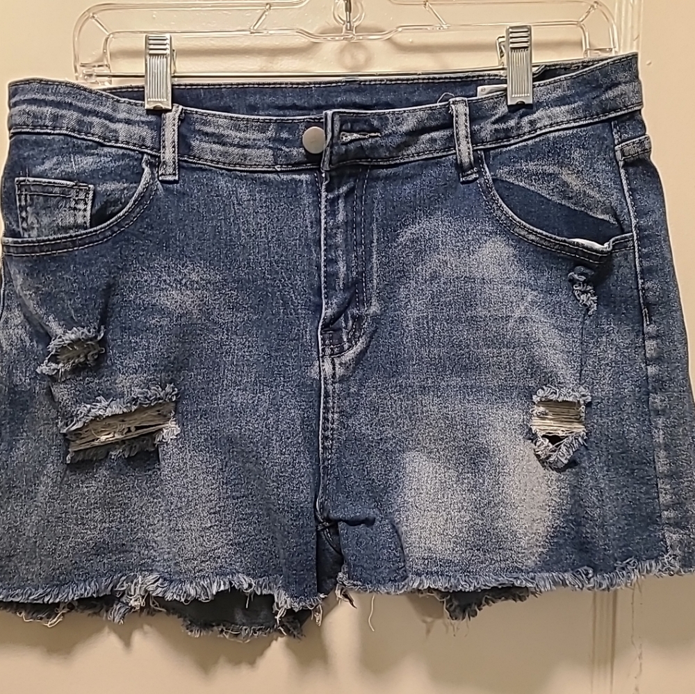 Distressed Denim Shorts‎ Blue Size XL